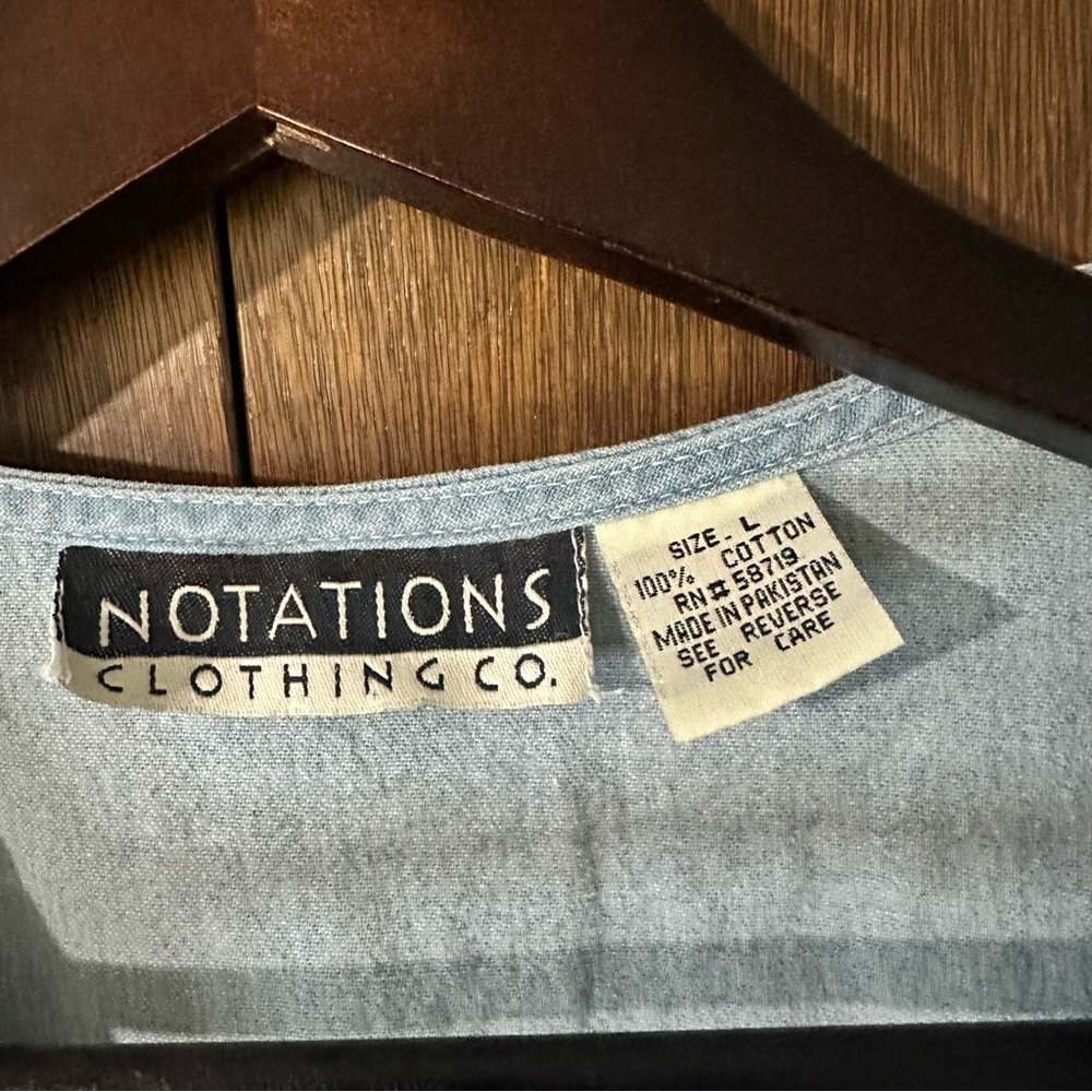 Notations Clothing Co. Sky Blue Floral Embroidered Maxi Button Up Dress Sz L - Picture 11 of 12